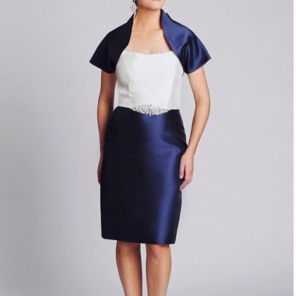 Ideas by Barbara Mother of the Bride Evening Dress Blue/White 3232-15 Size M NWT